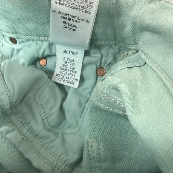 Mother The Insider Crop Step Fray Jeans in Lagoon Women 28 Raw Cut Hem USA Made - Picture 14 of 14